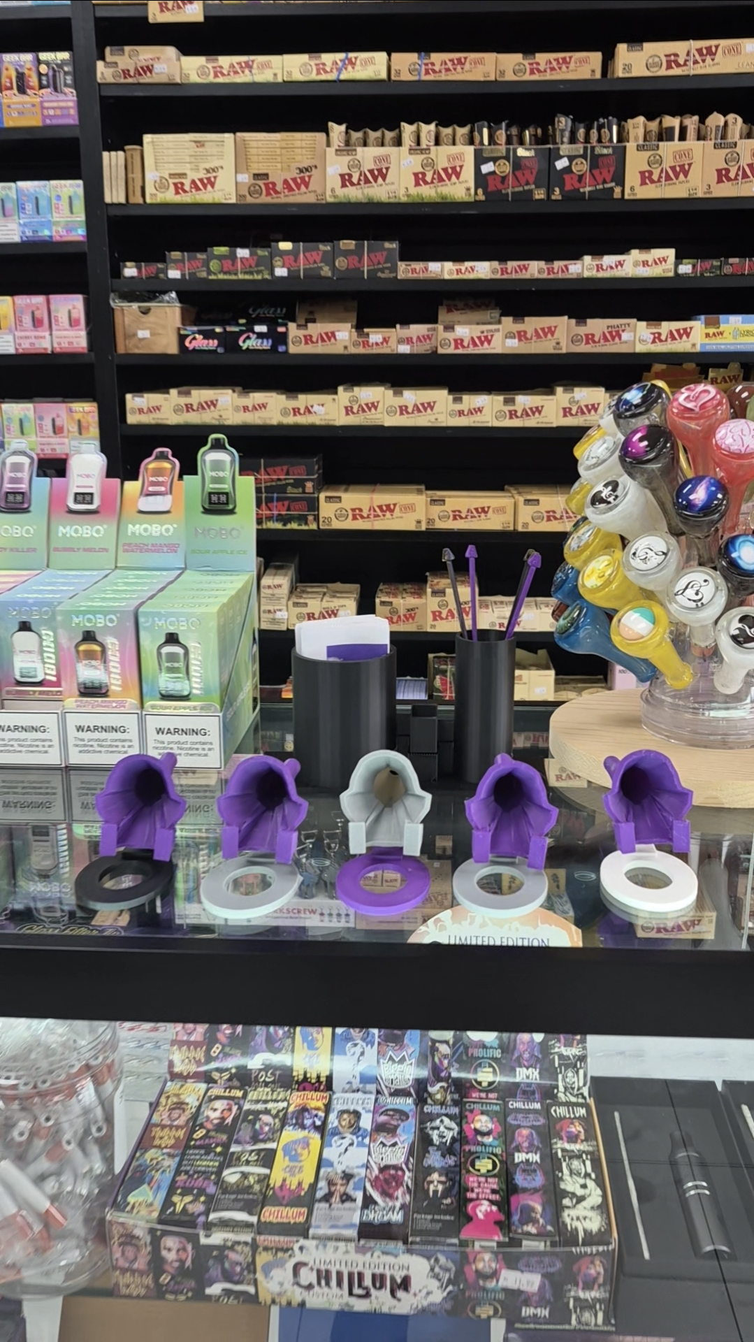 Dock-N-Fill Nivel 3: Rellenador de conos manual gris y morado y soporte de amoladora