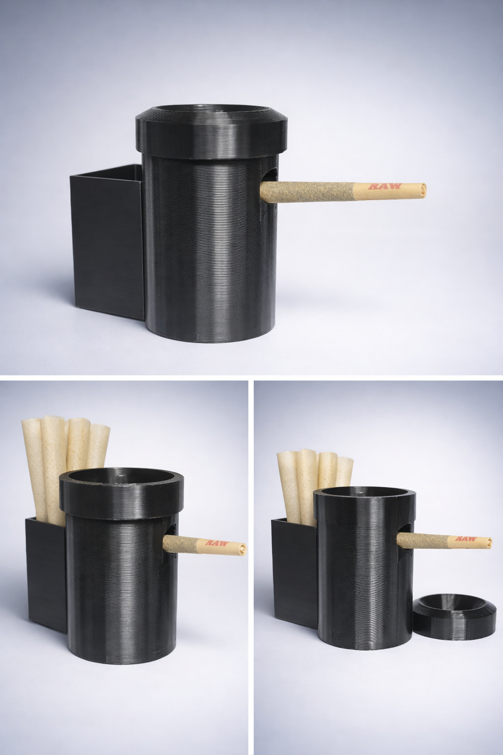 The Ash-Hole: Your On-Deck Pre-Roll & Ash cup Station(Black)