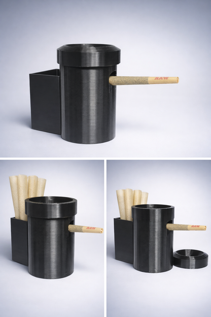 The Ash-Hole: Your On-Deck Pre-Roll & Ash cup Station(Black)